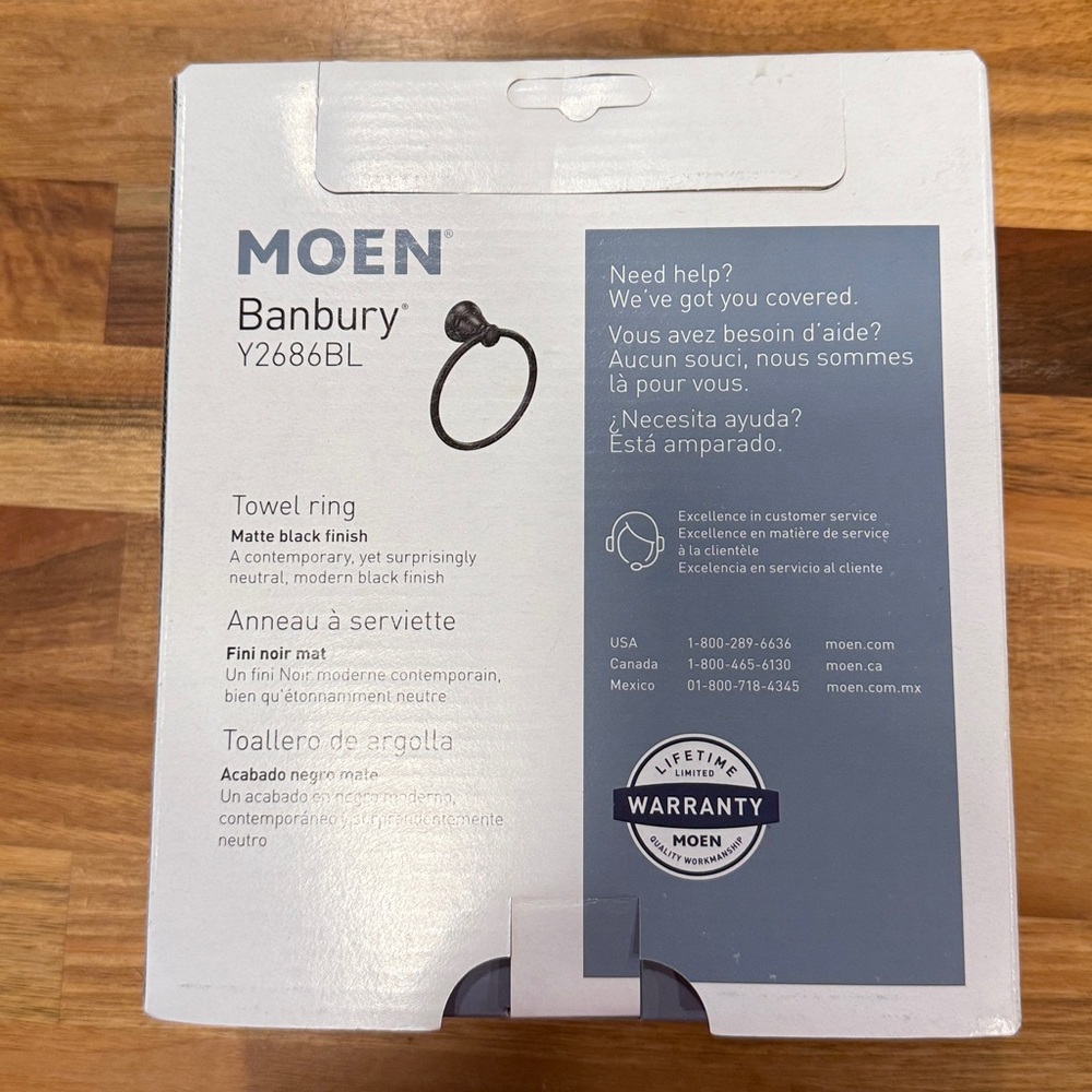 Moen Banbury Matte Black Towel Ring - Picture 5 of 7